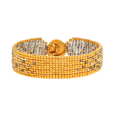 Brazalete Telar Dorado Delgado Difuminado Plata Pavonada